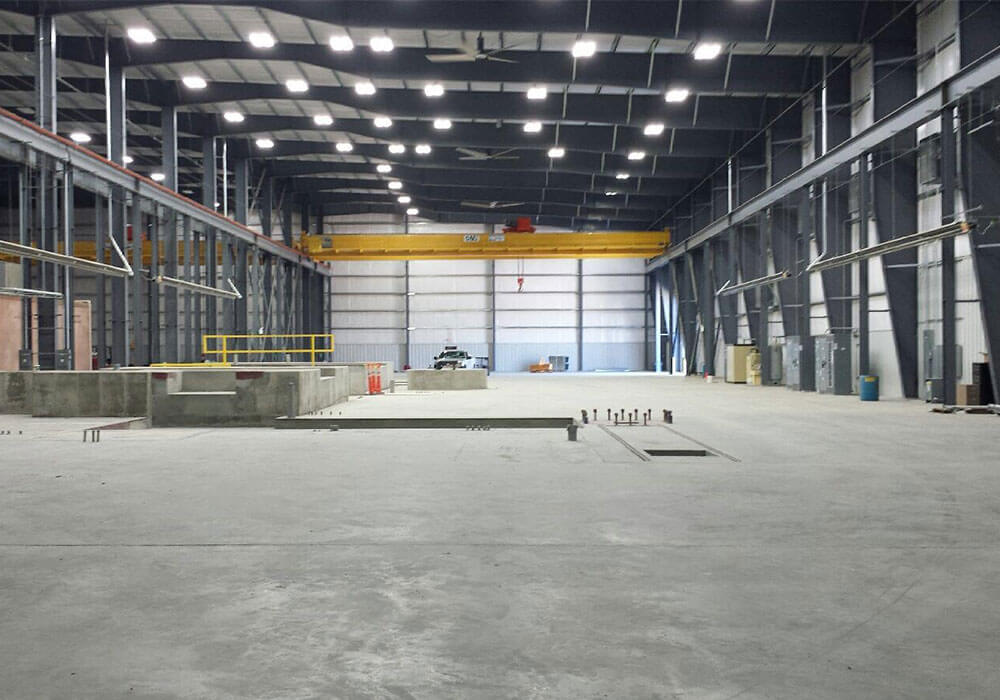 Interior shot of Arkansas Steel building.